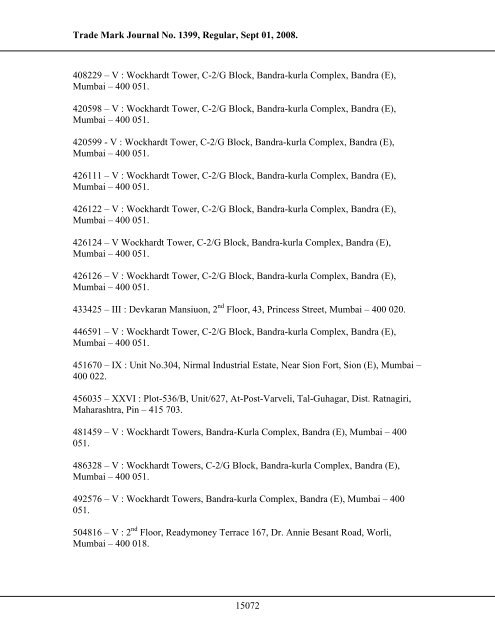 subsequent proprietors registered - Controller General of Patents ...