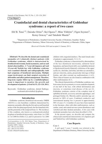 Craniofacial and dental characteristics of Goldenhar syndrome: a ...