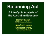 'Triple Bottom Line Accounts' of the Australian Economy Barney Foran