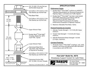 SPECIFICATIONS Pole-SafeÂ® Model No. 4075 Breakaway Support ...