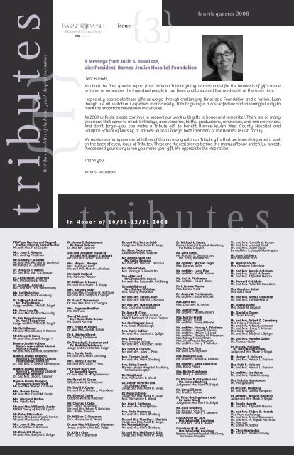 Tributes Fourth Quarter 08 Layout 1 Barnes Jewish Hospital