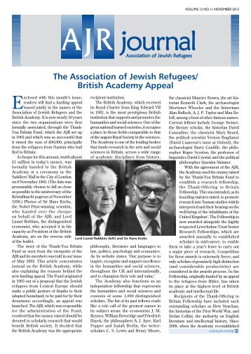 The Association of Jewish Refugees/ British Academy Appeal