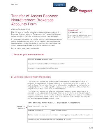 Transfer of Assets Between Nonretirement Brokerage Accounts Form