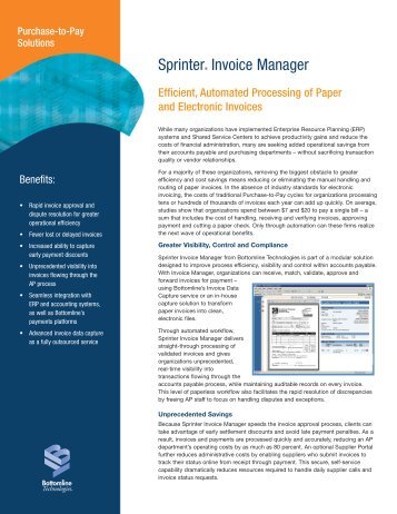 Bottomline Sprinter Invoice Manager for AP Automation