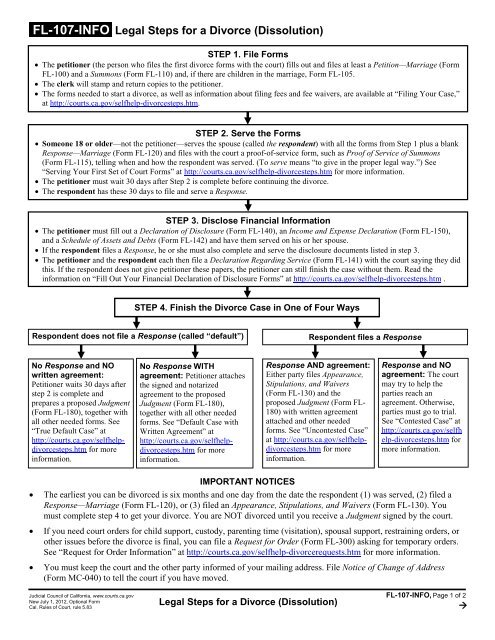 FL-107-INFO Legal Steps for a Divorce ... - California Courts