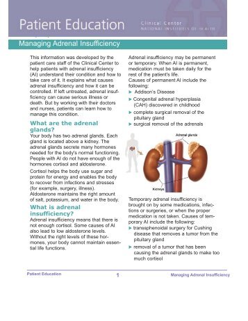Managing Adrenal Insufficiency - National Institutes of Health