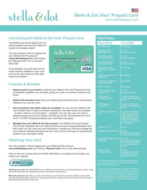 Stella & Dot VisaÂ® Prepaid Card - Stella and Dot