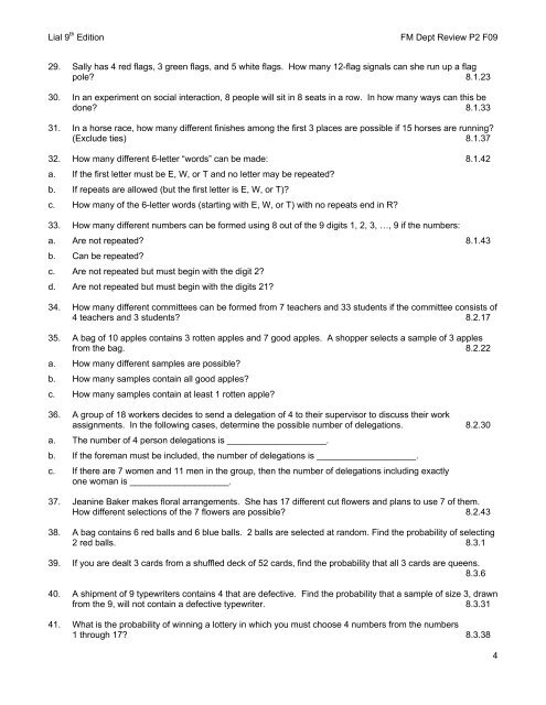 FM Dept Review Part 2 - Faculty Web Pages