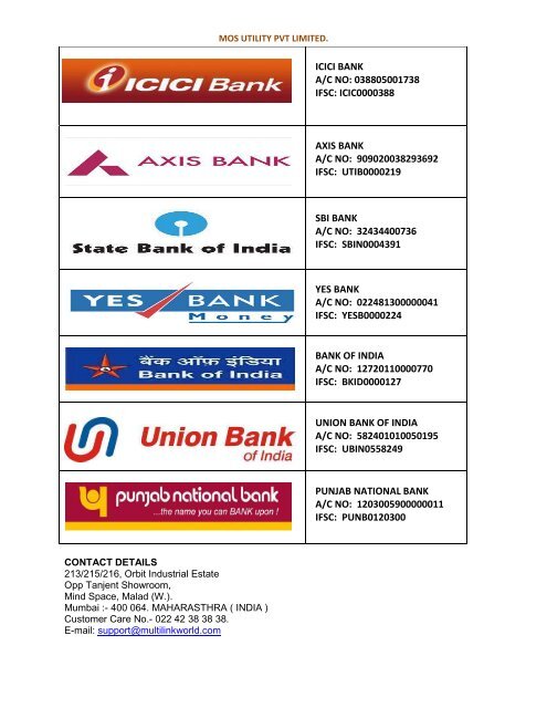 Bank Account Details Multilinkworld