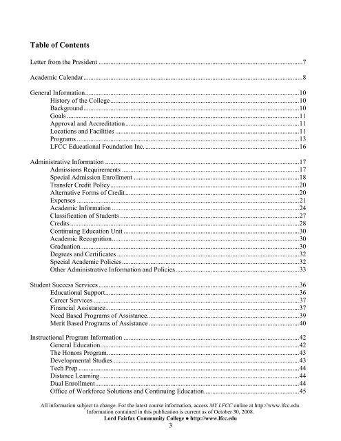 Catalog and Student Handbook - Lord Fairfax Community College