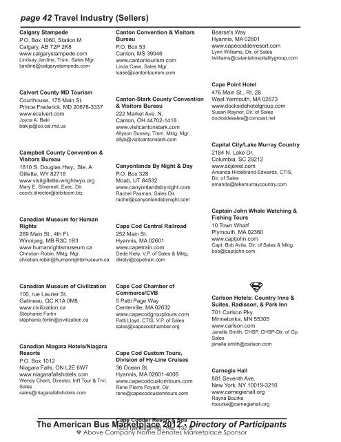 marketplace 2012 directory of participants - American Bus Association