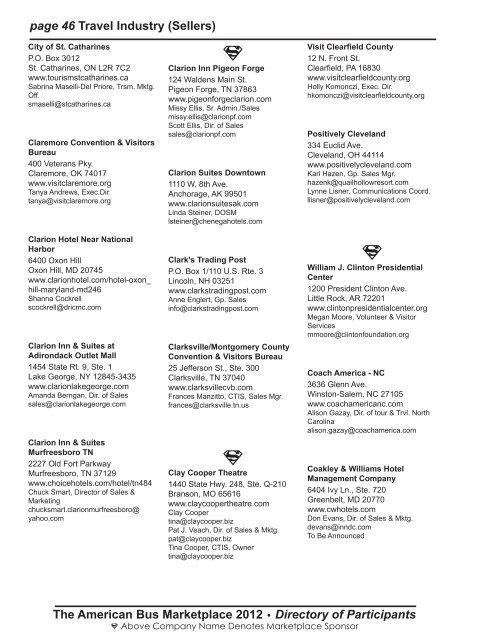 marketplace 2012 directory of participants - American Bus Association