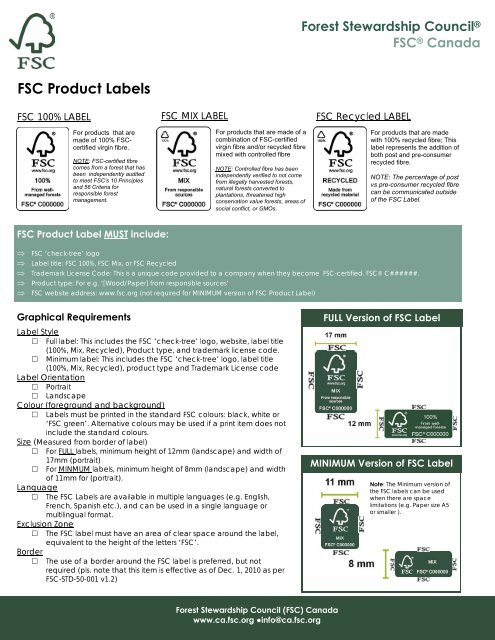 FSC Trademark Use for Certificate Holders Fact Sheet PDF, Size