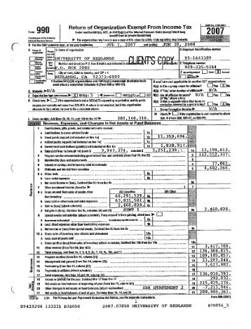 University of Redlands Federal Tax Return, Form 990