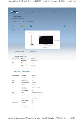 UE32D6510 Seite 1 von 3 Samsung Smart TV 3D LED-Serie 6 ...