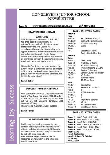 LONGLEVENS JUNIOR SCHOOL NEWSLETTER