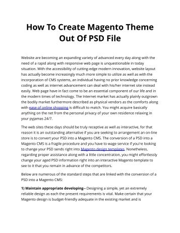 How To Create Magento Theme Out Of PSD File