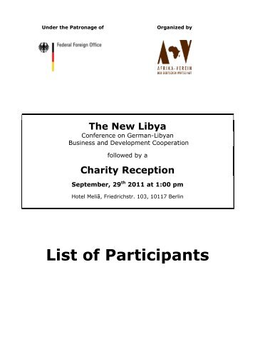 The New Libya - Afrika-Verein der deutschen Wirtschaft eV