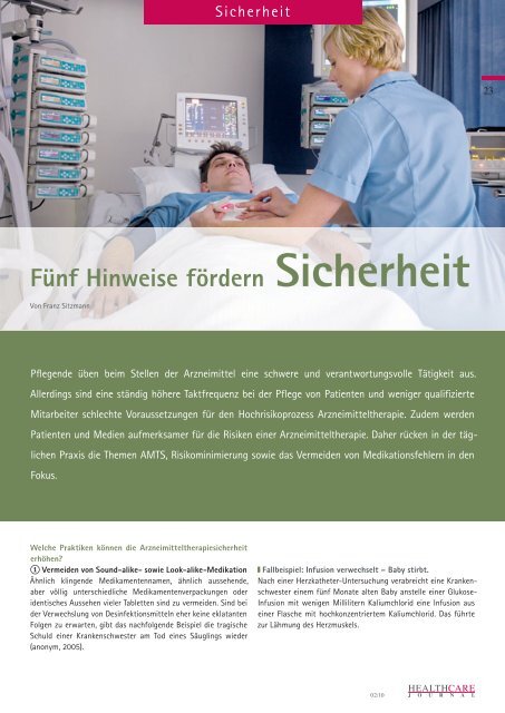 Au s g ab e 02/1 0 Sicherheit in der Infusionstherapie II