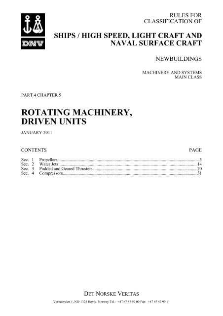 Ship Hslc Rules Pt 4 Ch 5 Rotating Machinery Dnv Exchange