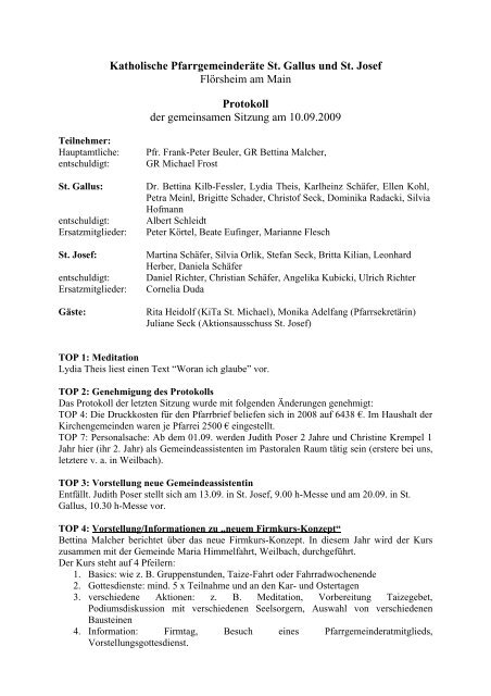 Protokoll PGR 10_09_2009-1 - Kath. Pfarrgemeinden St. Gallus und ...