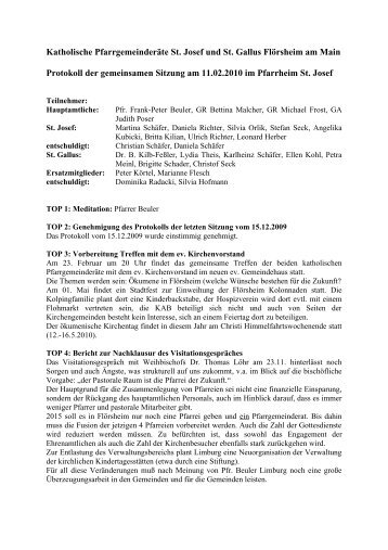 Protokoll 11.2.10 - Kath. Pfarrgemeinden St. Gallus und St. Josef