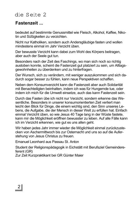 Der nächste Pfarrbrief erscheint am 17. April 2011 - Pfarrei ...