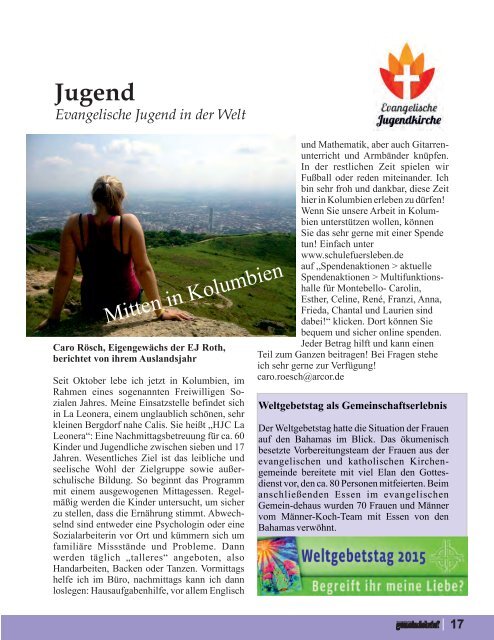 Evang. Kirchengemeinde Roth - Gemeindebrief Juni 2015 bis August 2015 "Feste feiern"