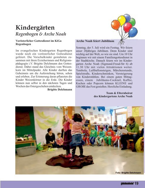 Evang. Kirchengemeinde Roth - Gemeindebrief Juni 2015 bis August 2015 "Feste feiern"