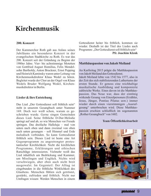 Evang. Kirchengemeinde Roth - Gemeindebrief Juni 2015 bis August 2015 "Feste feiern"