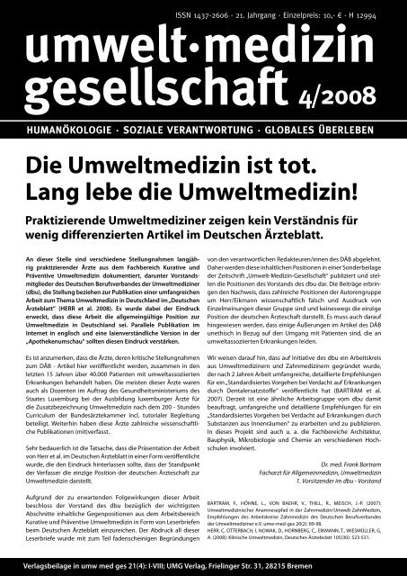 Die Umweltmedizin ist tot. Lang lebe die Umweltmedizin!