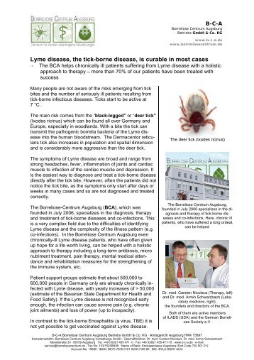 Lyme disease, the tick-borne disease, is curable - BCA-clinic
