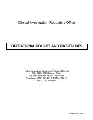 CIRO Operational Policies and Procedures - US Army Medical ...