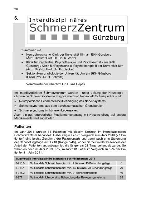 Jahresbericht 2011 - Bezirkskrankenhaus Günzburg