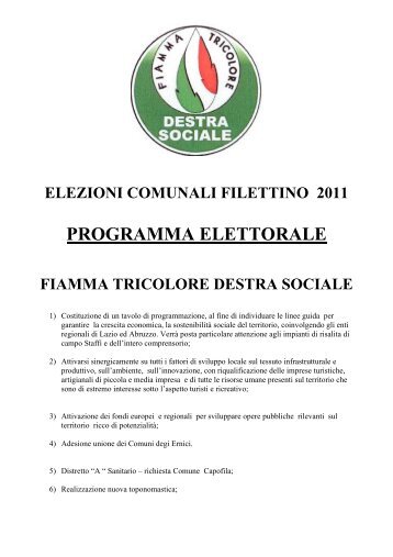 PROGRAMMA ELETTORALE - Comune di Filettino