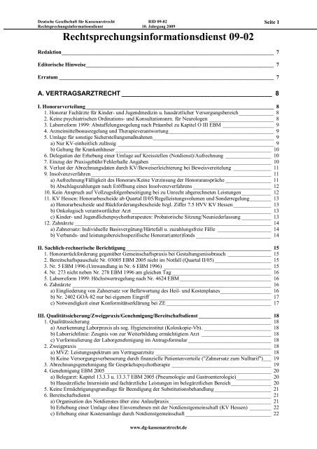 Rechtsprechungsinformationsdienst 09 02 Deutsche Gesellschaft