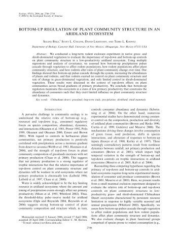 bottom-up regulation of plant community structure ... - Sevilleta LTER