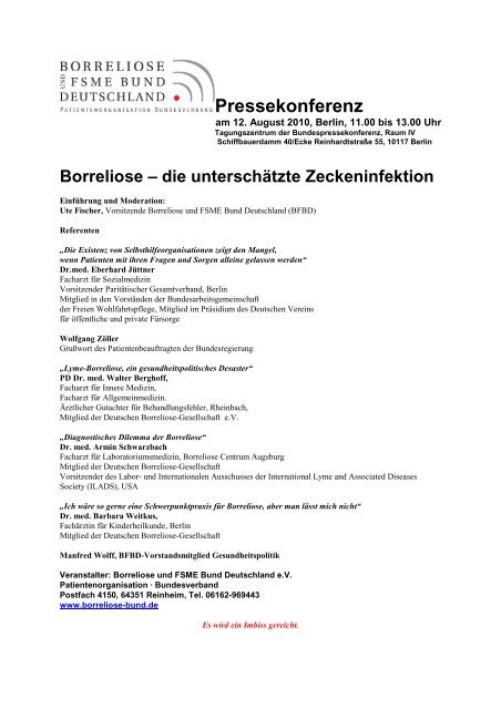 Pressekonferenz - BORRELIOSE und FSME BUND ...