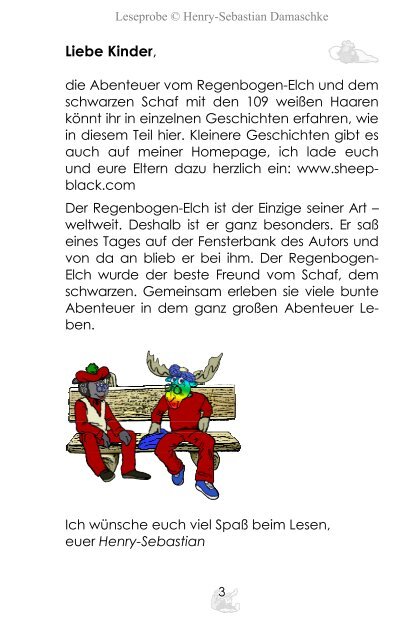 Kinderbuch Leseprobe "109 Weihnachten" (Abenteuer vom Regenbogen-Elch)