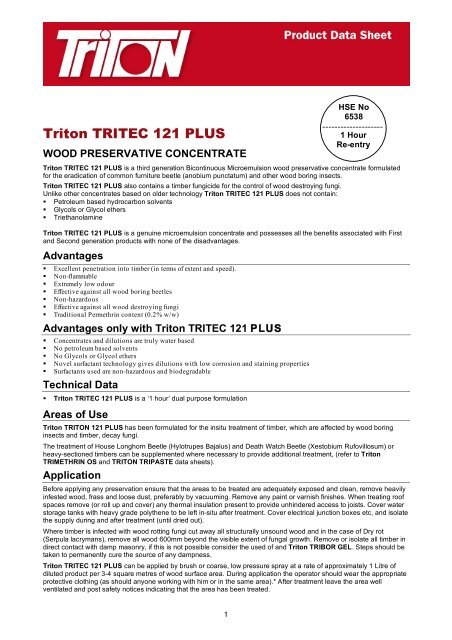 Triton TRITEC 121 PLUS - Triton Chemicals