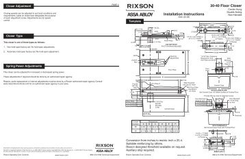 Rixson 30 Installation Instructions - Door Closer Service Company