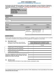 ENTRY ASSESSMENT FORM CERTIFICATE IN ENGINEERING ...