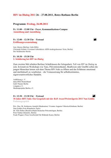 HIV im Dialog 2011 26 â€“ 27.08.2011, Rotes Rathaus Berlin ...
