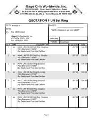 QUOTATION # UN Set Ring - Ring & Plug Thread Gages