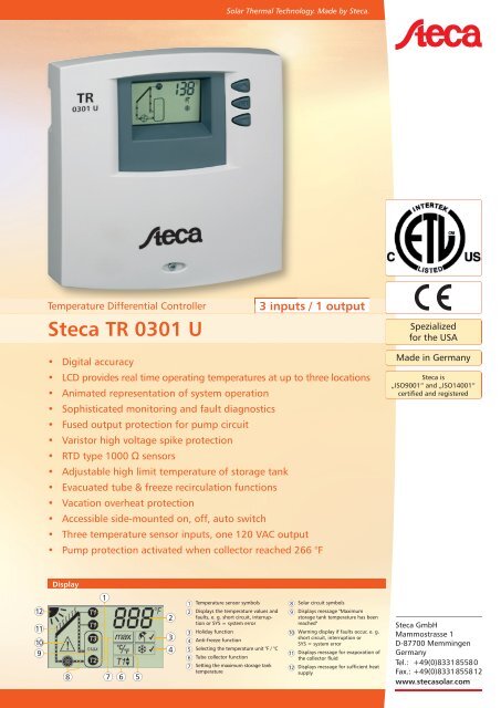Steca TR 0301 U - East Coast Solar