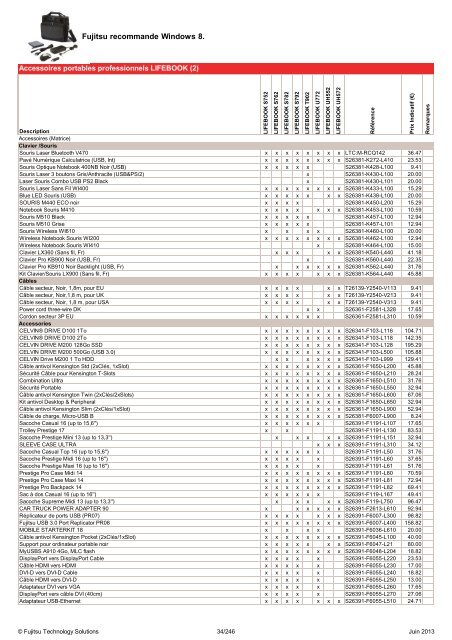 Tarif Fujitsu Technology Systems France - Juin 2013