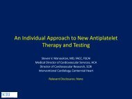 An Individual Approach to New Antiplatelet Therapy ... - TriStar Health