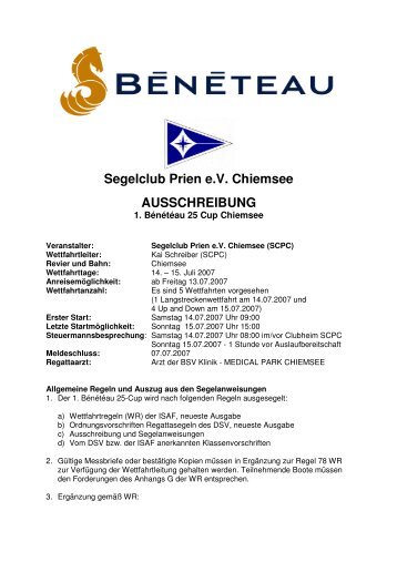 AUSSCHREIBUNG BÃ©nÃ©tÃ©au 25 cup - Platu25.de