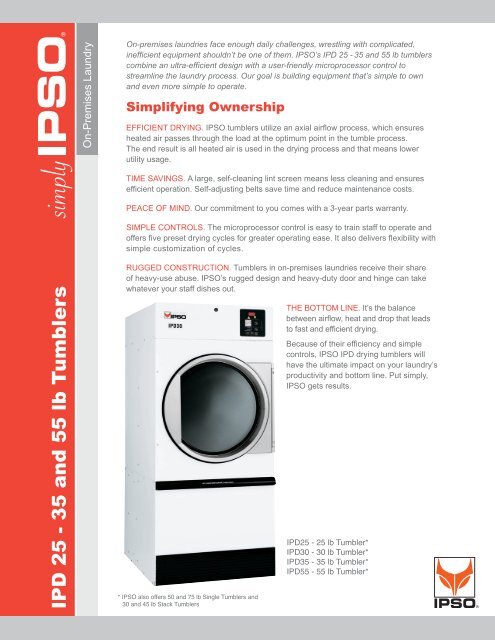 Ipd Series 25 55lb Dryers Brochure Steiner Atlantic