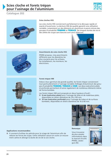 Outillage PFERD pour l'usinage de l'aluminium - soudage equipement